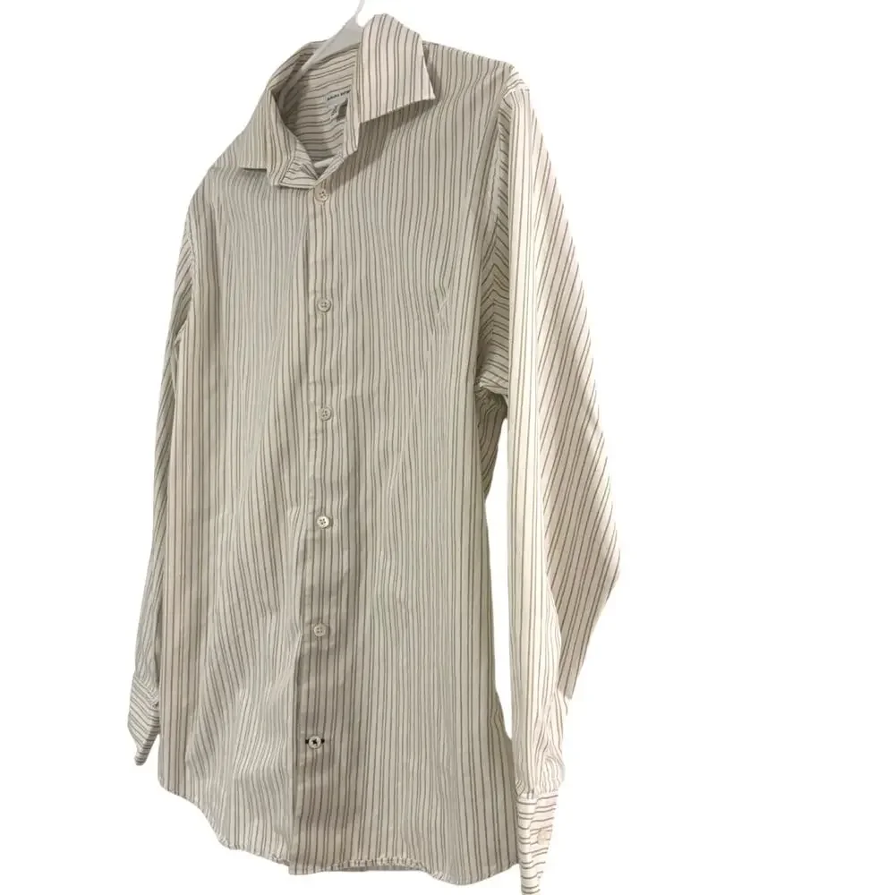 Banana Republic Men’s Button Up Shirt Medium Beige Stripe Long Sleeve Casual